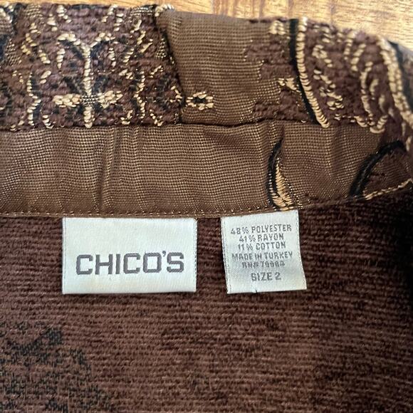 Vintage Chicos Embroidered Jacket L Tapestry Paisley Brown - Picture 6 of 11